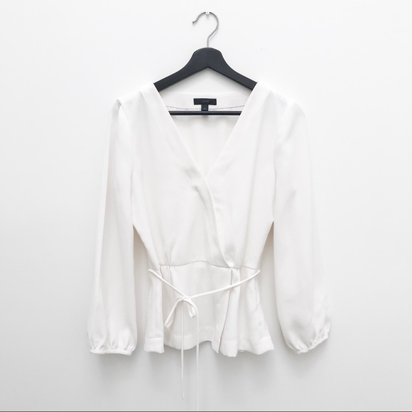 J. Crew Tops - J Crew Drapey Crepe Faux Wrap Blouse - Cream